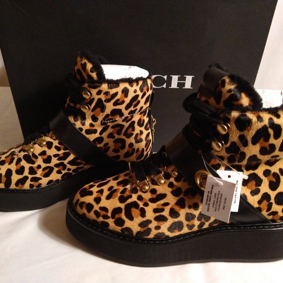 COACH URBAN HIKER BOOTS IN ANIMAL-PRINT CALF HAIR (**BRAND NEW & NEVER WORN**) - Picture 2 of 6